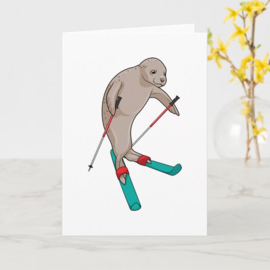 Carte Selleuse Ski Skieur (Fleur jaune)