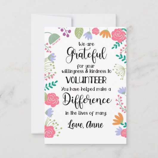 carte semaine d'appréciation du bénévole (Devant)