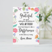 carte semaine d'appréciation du bénévole (Debout devant)