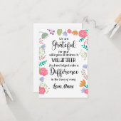 carte semaine d'appréciation du bénévole (Devant/Arrière en situation)