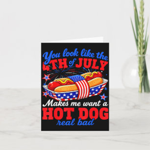 Carte Semble être un hot-dog du 4 juillet drôle de BBQ p