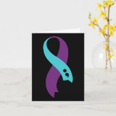 Carte Semicolon du ruban pourpre turquoise Prévention du (Fleur jaune)