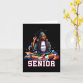 Carte Senior 2024 Black Afro African Woman Graduation Bo (Fleur jaune)