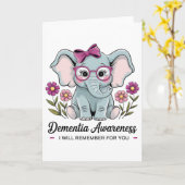 Carte Sensibilisation à la démence de l'éléphant mignon  (Fleur jaune)