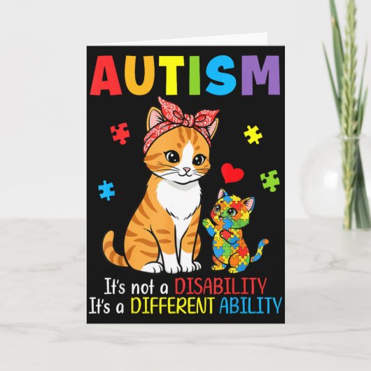 Carte Sensibilisation à l'autisme Mère Chat Capacité Dif (Devant)