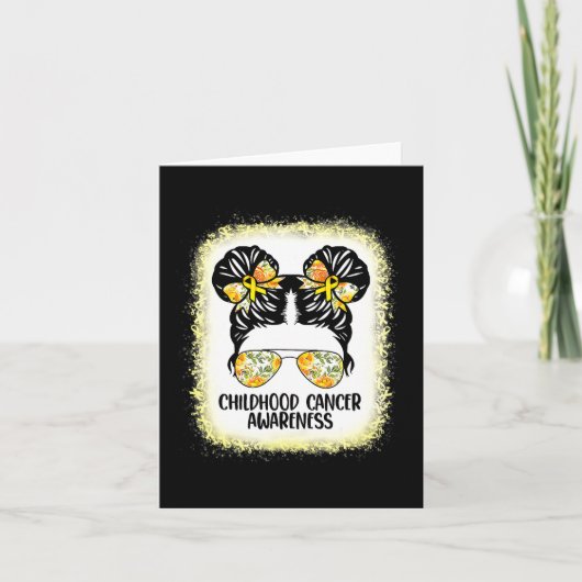 Carte Sensibilisation au cancer de l'enfance Messy Bun G (Devant)