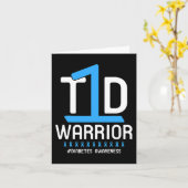 Carte Sensibilisation au diabète Ruban bleu T1D Guerrier (Fleur jaune)