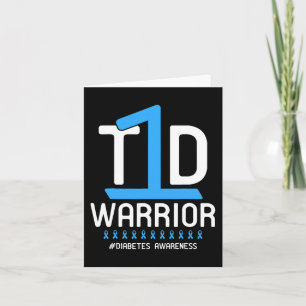 Carte Sensibilisation au diabète Ruban bleu T1D Guerrier