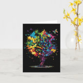 Carte Sensibilisation Autisme Puzzle Pièces Arbre coloré (Fleur jaune)