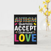 Carte Sensibilisation sur l'autisme de puzzle Accepter C (Fleur jaune)