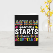 Carte Sensibilisation sur l'autisme de puzzle Accepter C (Fleur jaune)