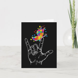 Carte Sensibilisation sur l'autisme I Love You ASL Hand 