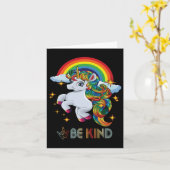Carte Sensibilisation sur l'autisme Unicorn Be Kind Asl  (Fleur jaune)