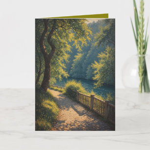 Carte Sentier forestier ensoleillé à travers les arbres