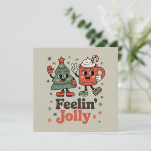 Carte Sentiment de Noël rétro joyeux vacances vintage