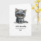 Carte Sentiment de sympathie avec chat triste avec larme (Fleur jaune)