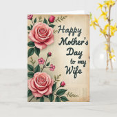 Carte Sentiment Rose Rayé (Fleur jaune)