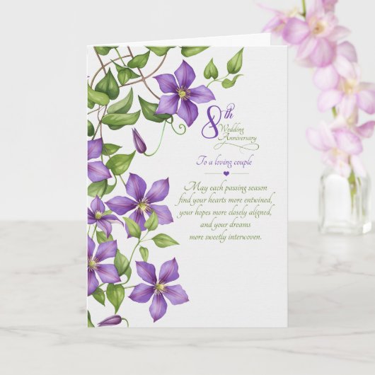 Carte sentimentale de 8e anniversaire de mariage C (Orchidée)