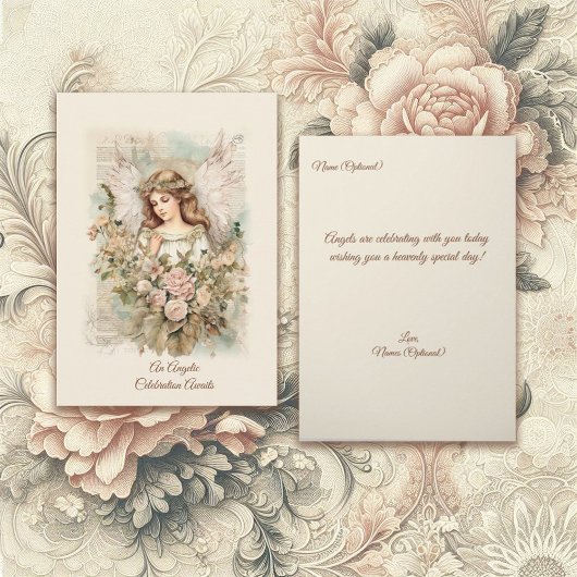 Carte Sentiments Affectueux Ange de Style Vintage