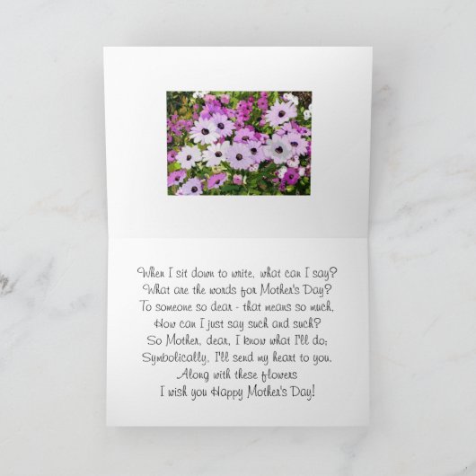 Carte Sentiments et fleurs le jour de mère (Intérieur)