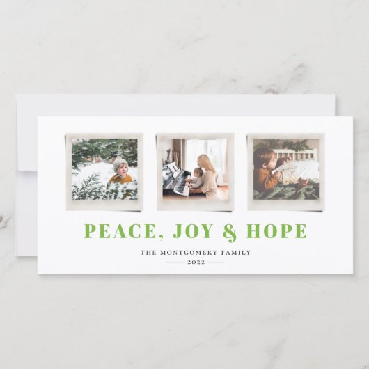 Carte Sentiments gais Snapshot Green Holiday Card (Devant)