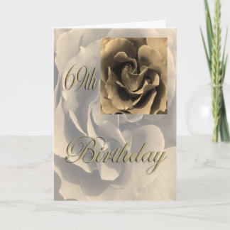 Carte Sepia Rose Joyeux 69e anniversaire