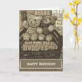 Carte Sepia Teddy Bear Buddies Word Cloud Card (Fleur jaune)