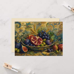 Carte Sept Espèces Israël Shivat Haminim Art Juif