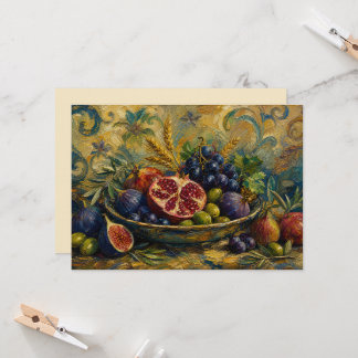 Carte Sept Espèces Israël Shivat Haminim Art Juif