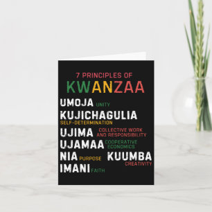 Carte Sept Principes de Kwanzaa Joyeux Kwanzaa