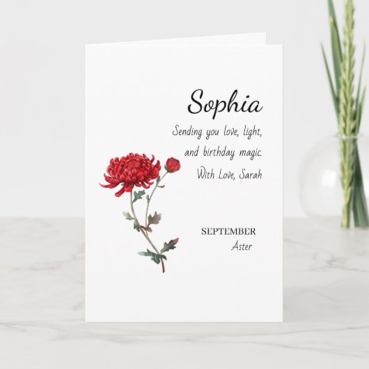 Carte September Aster Personalized Birthday (Devant)