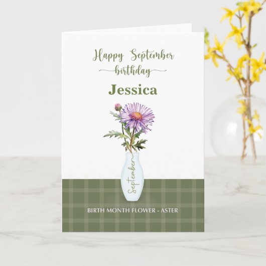 Carte Septembre Anniversaire Mois de naissance Aster Fle (Fleur jaune)
