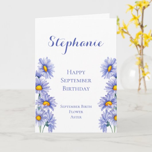 Carte Septembre Anniversaire Mois de naissance Aster Fle (Fleur jaune)