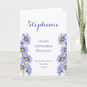 Carte Septembre Anniversaire Mois de naissance Aster Fle