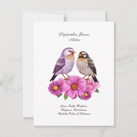 Carte Septembre Aster Flower with Birth Cadeau (Devant)