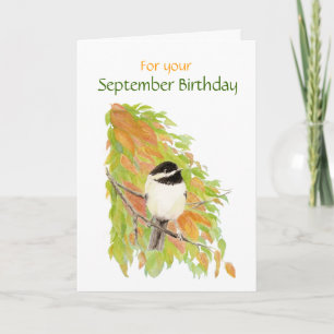 Carte Septembre Birthday Chickadee Bird Card