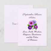 Carte Septembre Mois de naissance Aster personnalisé (Devant / Derrière)