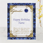 Carte Septembre Sapphire Birthstone Birthday 8,5 X 11 (Fleur jaune)