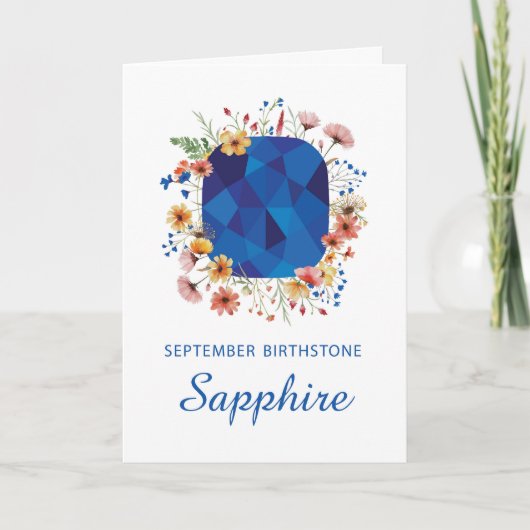 Carte Septembre Sapphire Birthstone Birthstone Fleurs sa (Devant)