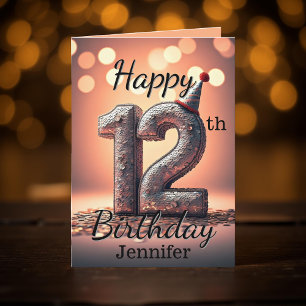 Carte Séquin étincelant 12e anniversaire Célébration