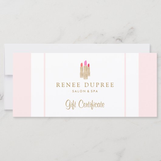 Carte Sequin Lipstick Logo Salon & Certificat Cadeau Spa (Devant)