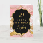 Carte Séquins or et rose Agate Joyeux anniversaire (Devant)
