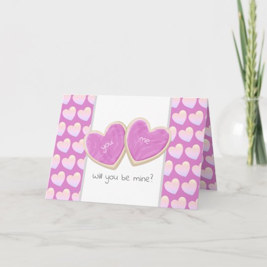 Carte sera-tu à moi cookies découpés à la Saint-Valentin (Devant)