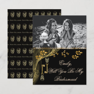Carte Seras-tu Demoiselle d'Honneur photo & Crâne Noir &