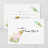 Carte Seras-Tu Ma Demoiselle D'Honneur Fleur Boho Rose E (Devant / Derrière)