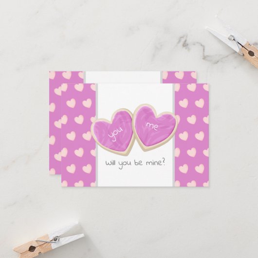 Carte seras-tu ma Saint-Valentin message de biscuits (Devant/Arrière en situation)