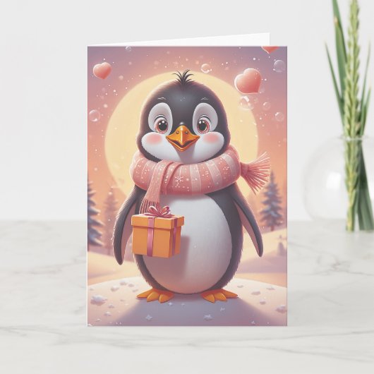 Carte Serenade d'anniversaire de pingouin (Devant)