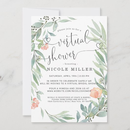 Carte Serene Botanical | Wild Meadow Virtual Bridal (Devant)