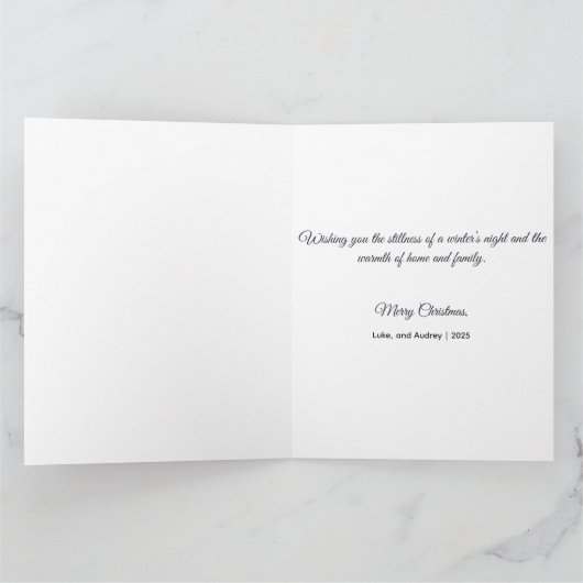 Carte Serene snowy landscape illuminated by lit trees (Intérieur)