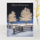 Carte Serene snowy landscape illuminated by lit trees (Fleur jaune)